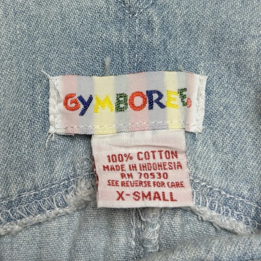 Vintage Gymboree XS 9-18 Months Light Wash Denim Colorful Bubble Romper